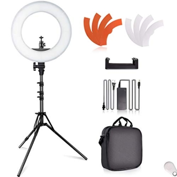 Ring Light Kit, SAMTIAN 14'' Outer Selfie LED Ringlight with Stand 180° Dimmable Live Streaming Lig...