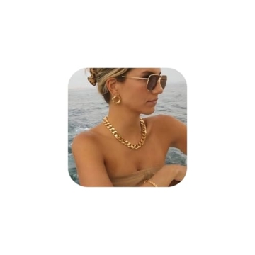 NOKMIT Chunky Cuban Link Curb Chain Necklace - 18K Gold/Silver Statement Piece