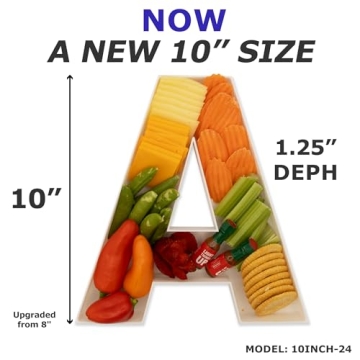 10" Reusable Plastic Box Form Tray Display for Treats, Charcuterie, Cake Pop, Candy, Charcuterie Box, Custom Charcuterie Letters Fillable - Reusable Letter Box - (White Plastic, &)