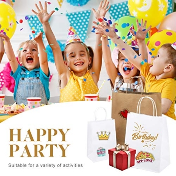 MESHA 50 Pcs Brown Kraft Paper Gift Bags with Handles 8"x4.75"x10.5", Bulk Paper Grocery Shopping Bags, Paper Bags for Party, Wedding, Retail, Business, Boutique