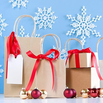 MESHA 50 Pcs Brown Kraft Paper Gift Bags with Handles 8"x4.75"x10.5", Bulk Paper Grocery Shopping Bags, Paper Bags for Party, Wedding, Retail, Business, Boutique