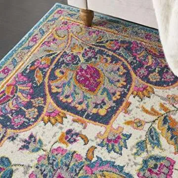 Nourison Passion Ivory/Multi 8' x 10' Area -Rug, Farmhouse, Transitional, Bed Room, Living Room, Dining Room, Kitchen, Easy -Cleaning, Non Shedding (8x10)