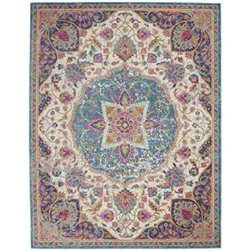 Nourison Passion Ivory/Multi 8' x 10' Area -Rug, Farmhouse, Transitional, Bed Room, Living Room, Dining Room, Kitchen, Easy -Cleaning, Non Shedding (8x10)