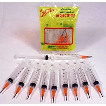 Creative Hobbies® Glue Applicator Syringe for Flatback Rhinestones & Hobby Crafts, 5 Ml with 15 Gauge Orange Precision Tip - Value Pack of 10