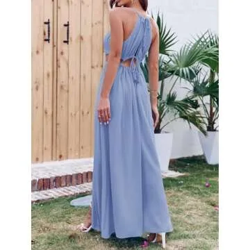Stylish Women Cutout Halter Maxi Dress for Summer