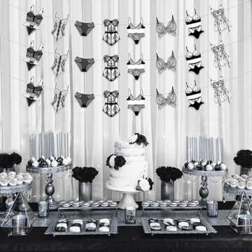 Sursurprise Lingerie Party Decorations, 3PCS Bras and Panties Banners Black for Lingerie Shower Unde...