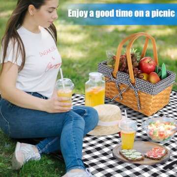 Stylish Natural Picnic Basket with Blanket for Outdoor Enjoyment