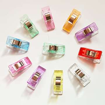 Otylzto Premium Plastic Clips, 100 Pcs with Box, Sewing Notions for Sewing Quilting Supplies Crafting Tools, Assorted Colors for Craft