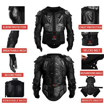 Gute Motorcycle Protective Jacket,Motorcycle Full Body Armor Jacket, Motocross Motos Protector Motorcycle Jacket Armour,Sport Motocross MTB Racing Full Body Armor Protector for Men (2XL)