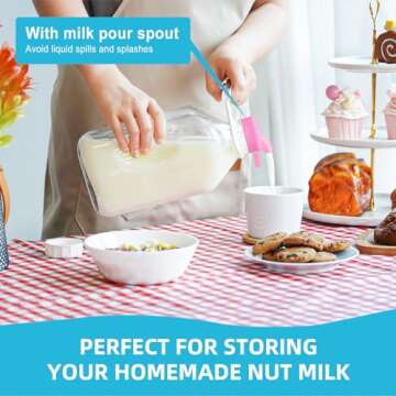 Absovetu 1/2 Gallon Heavy Duty Glass Milk Bottle with REUSABLE AIRTIGHT SCREW Lid - 2 Qt Glass Water...