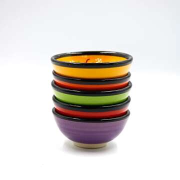 Ali Mini Small Ceramic Bowl Colorful Dipping Sauce Bowl Set of 5 Fruit Bowl Breakfast Cup Olive Chee...