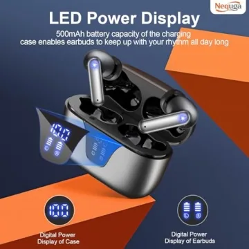 Nequga Wireless Earbuds Bluetooth Headphones, 50H Playtime Ear Buds with Mic, LED Digital Display Ch...