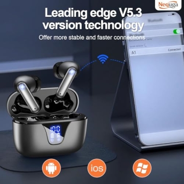 Nequga Wireless Earbuds 50H Playtime with Digital Display