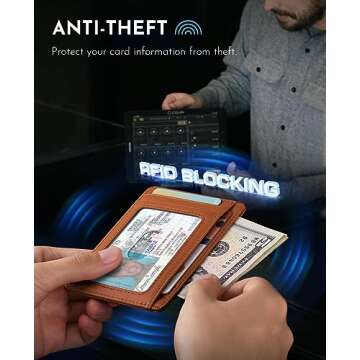 Buffway Slim Wallet for Men Women Minimalist Small Leather Front Pocket Wallets with RFID Blocking and Gifts Box - Bassa Brown