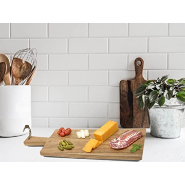 Woodard & Charles Acacia Wood Paddle Board, Serving Board for Serving, Charcuterie, Appetizers, Sushi, Bread, Meat, Fruit, and More (23" Paddle Serving Tray with Handle)