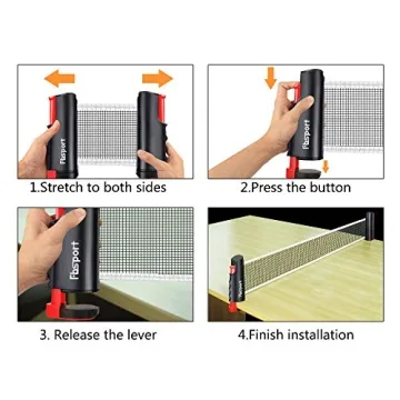 FBSPORT Ping Pong Paddle Set, Portable Table Tennis Set with Retractable Net, 2 Rackets, 6 Balls and Carry Bag for Children Adult Indoor/Outdoor Games