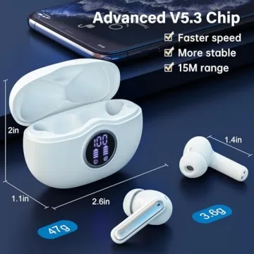 Fhumsh Wireless Bluetooth Earbuds with HiFi Sound and 50H Battery