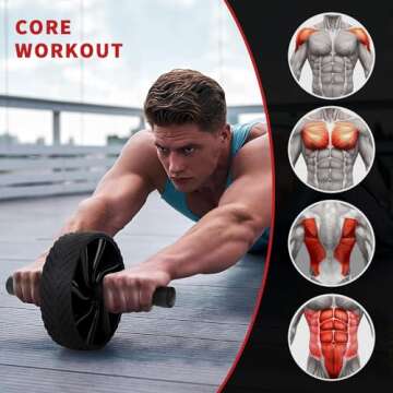 Ab Roller Wheel for Core Workout, Durable & Sturdy Design, Non-Slip EVA Foam Handles, Easy to Assemble, Ideal for Core Strength Training, Great Home Gym Equipment,Color Black(Gifts for Women Men Mom Dad)