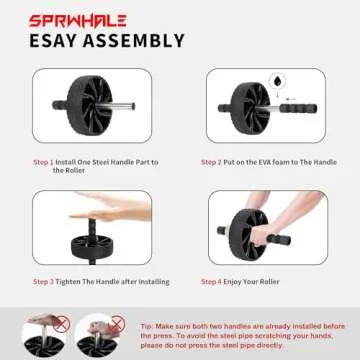 Ab Roller Wheel for Core Workout, Durable & Sturdy Design, Non-Slip EVA Foam Handles, Easy to Assemble, Ideal for Core Strength Training, Great Home Gym Equipment,Color Black(Gifts for Women Men Mom Dad)