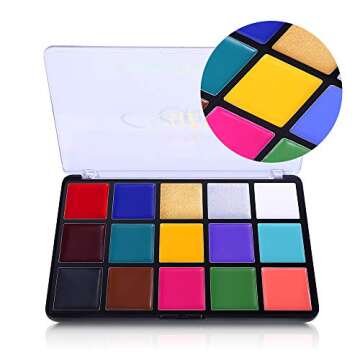 UCANBE Face Body Paint Oil, Professional 15 Colors FX Makeup Palette- Non Toxic Hypoallergenic Safe ...