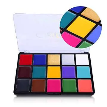 UCANBE Face Body Paint Oil, Professional 15 Colors FX Makeup Palette- Non Toxic Hypoallergenic Safe ...