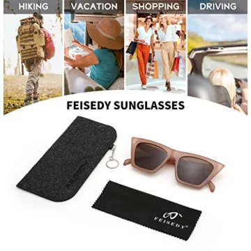 Stylish FEISEDY Vintage Cat Eye Sunglasses with UV Protection
