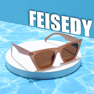 Stylish FEISEDY Vintage Cat Eye Sunglasses with UV Protection