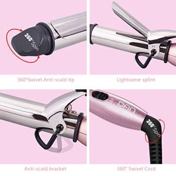 DAN Technology Travel Mini Curling Iron, Dual Voltage Curling Iron up to 450°F for Short Hair,Nano - Titanium Barrels & 30s PTC Fast Heating…