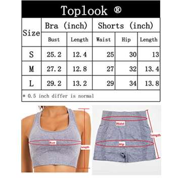 Toplook Women Seamless Yoga Workout Set 2 Piece Outfits Gym Shorts Sports Bra (Violet, Small)