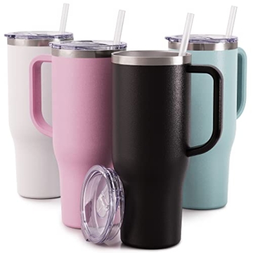 Maars 40oz Insulated Travel Mug with Handle in White Onyx