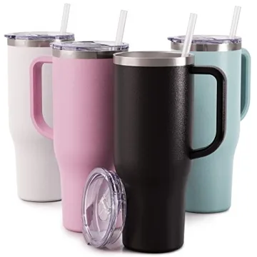 Maars 40oz Insulated Travel Mug with Handle in White Onyx