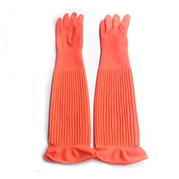 SYROVIA Household Arms Length Rubber Latex Cleaning Long Glove Reusable Kitchen Natural Rubber Livin...