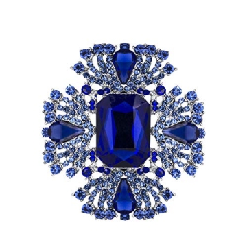 YOQUCOL Vintage Blue Austrian Crystal Rhinestone Brooch Pin – Elegant Jewelry for Women