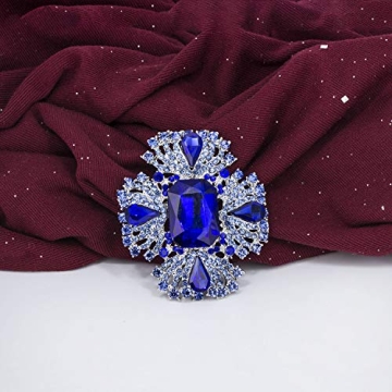 Elegant YOQUCOL Vintage Blue Rhinestone Brooch for Women