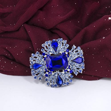 Elegant YOQUCOL Vintage Blue Rhinestone Brooch for Women