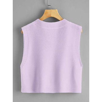 Romwe Knit Sweater Vest Stylish Y2K Crop Top Lilac Purple
