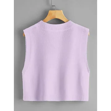 Romwe Knit Sweater Vest Stylish Y2K Crop Top Lilac Purple