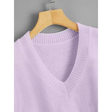 Romwe Knit Sweater Vest Stylish Y2K Crop Top Lilac Purple