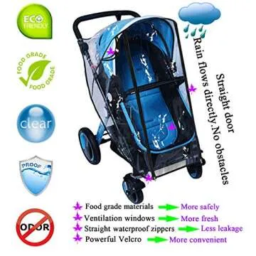 Stroller Rain Cover Baby Mosquito Net Universal Weather Shield Bug Net for Jogging Stroller Pushchai...