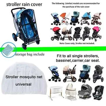 Stroller Rain Cover Baby Mosquito Net Universal Weather Shield Bug Net for Jogging Stroller Pushchair Buggy Pram Protect Baby from Rain Insect Wind Bug Snow Fly Shade Shield Netting Plastic