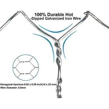 UWIOFF Chicken Wire Fence, 3 Sheets Floral Chicken Wire, Chicken Wire for Crafts, Galvanized Hexagonal Chicken Wire Fencing 13.7'' x 39.3'' x 0.63'' Mesh with Gloves and Cutting Pliers - 10 Feet