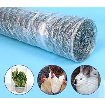 UWIOFF Chicken Wire Fence, 3 Sheets Floral Chicken Wire, Chicken Wire for Crafts, Galvanized Hexagonal Chicken Wire Fencing 13.7'' x 39.3'' x 0.63'' Mesh with Gloves and Cutting Pliers - 10 Feet