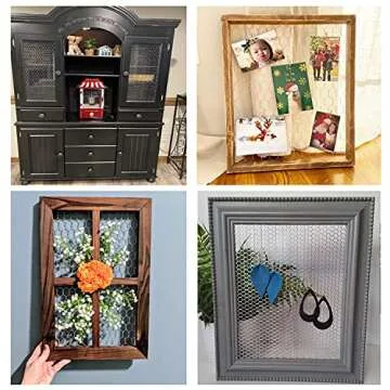 UWIOFF Chicken Wire Fence, 3 Sheets Floral Chicken Wire, Chicken Wire for Crafts, Galvanized Hexagonal Chicken Wire Fencing 13.7'' x 39.3'' x 0.63'' Mesh with Gloves and Cutting Pliers - 10 Feet