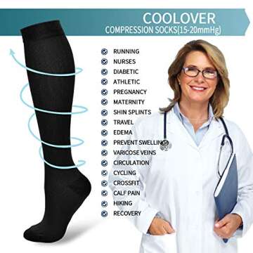 Turquoise Compression Socks for Travel and Athletic Use - Unisex