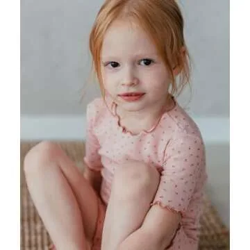 AVAUMA Baby Boys Girls Pajama Set 6M-7T Kids Toddler Snug fit Flower Pattern Design Pjs Cotton Sleepwear Ruffled Shirring (Momo_Short Pink/PkFlower.M)