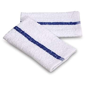 GOLD TEXTILES 60 PC New Cotton Blend White Restaurant Bar Mops Kitchen Towels 28oz (5 Dozen) (60, Bl...