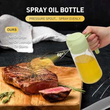 undersary Oil Spray Bottle 2 in 1 Oil Dispenser and Oil Sprayer -15.5oz/460ML Oil Sprayer For Cookin...