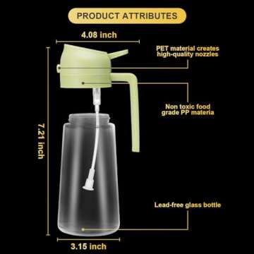 undersary Oil Spray Bottle 2 in 1 Oil Dispenser and Oil Sprayer -15.5oz/460ML Oil Sprayer For Cooking,Salad,Barbecue,Frying (Green)