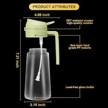 undersary Oil Spray Bottle 2 in 1 Oil Dispenser and Oil Sprayer -15.5oz/460ML Oil Sprayer For Cooking,Salad,Barbecue,Frying (Green)