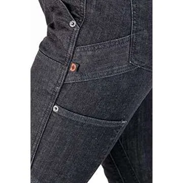 Dovetail Workwear Maven Slim Cargo Pants for Women, Slim Leg Fit, 10 Functional Pockets, Heathered Black Denim Size 4x30